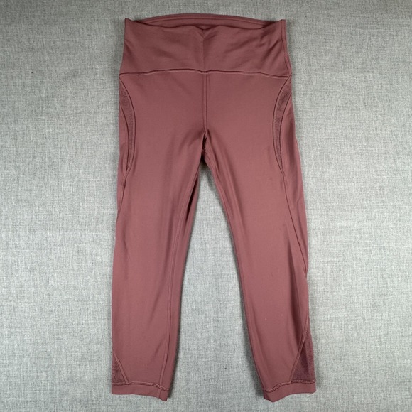 lululemon athletica Pants - Lululemon Inspire Crop II Pants Womens 10 Pink Ankle Leggings Floral Mesh Yoga